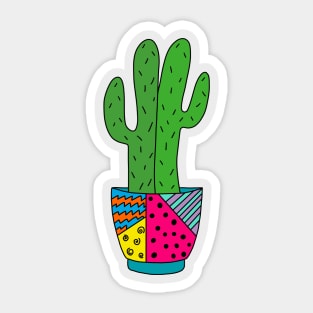 Cute Cactus Design #178: Saguaro Cacti In Funky Pot Sticker